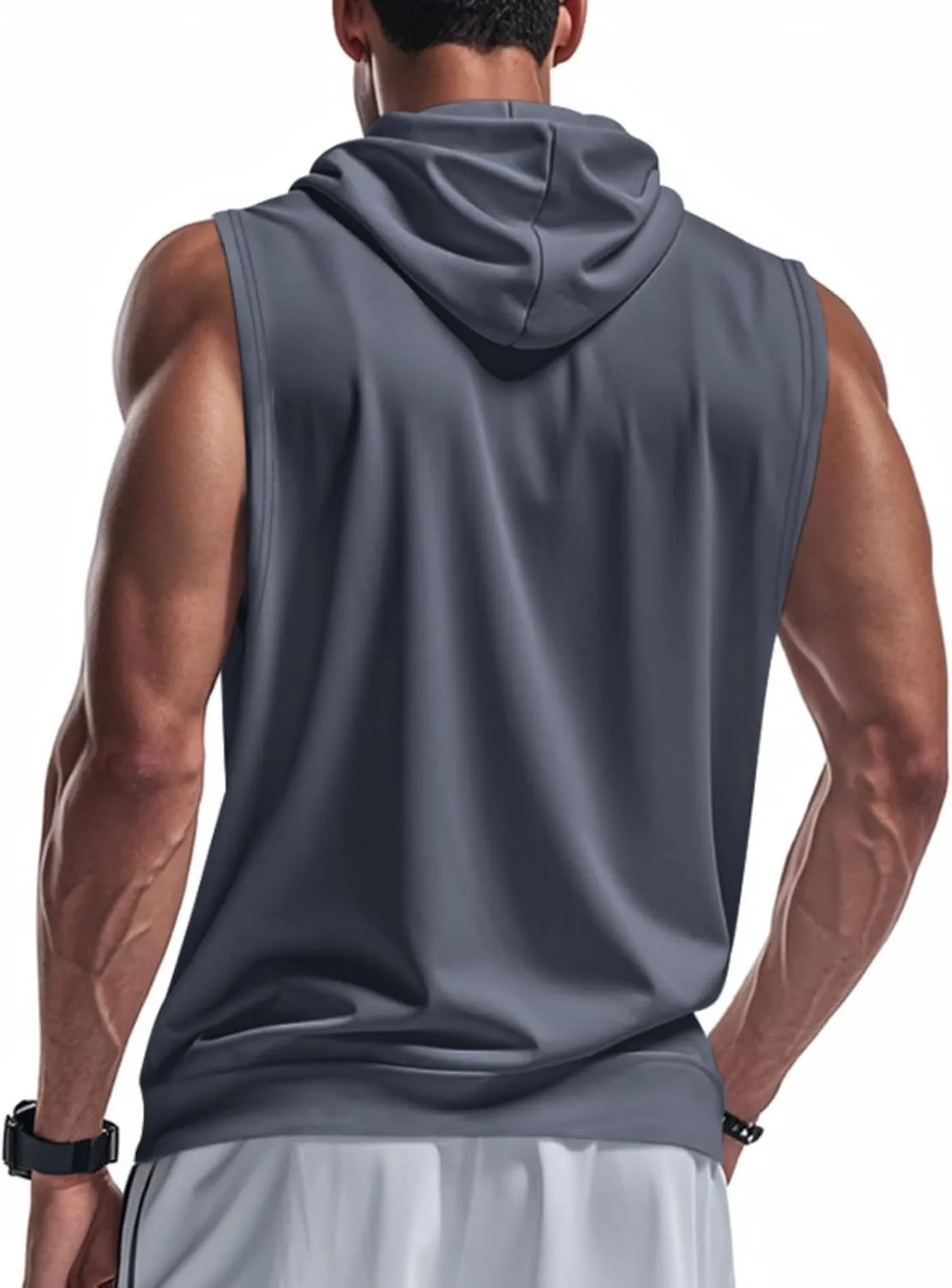 Mens Hooded Tank Tops Sleeveless Sweatshirt Lightweight Zip Up Vest Hoodie