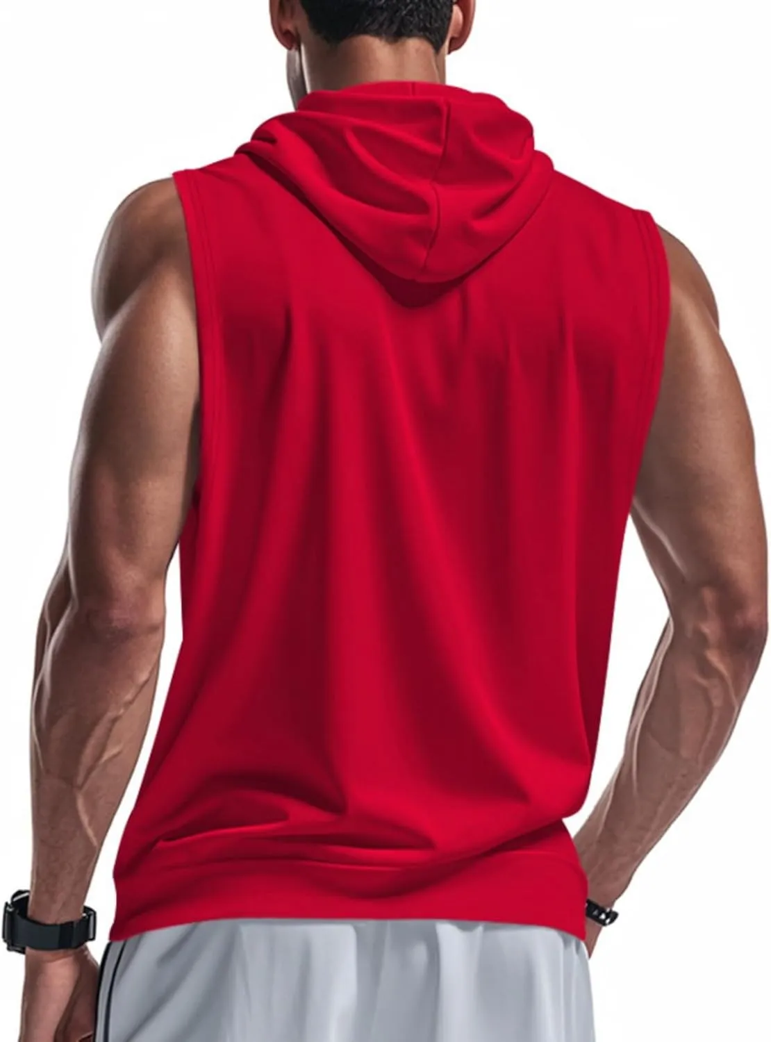 Mens Hooded Tank Tops Sleeveless Sweatshirt Lightweight Zip Up Vest Hoodie
