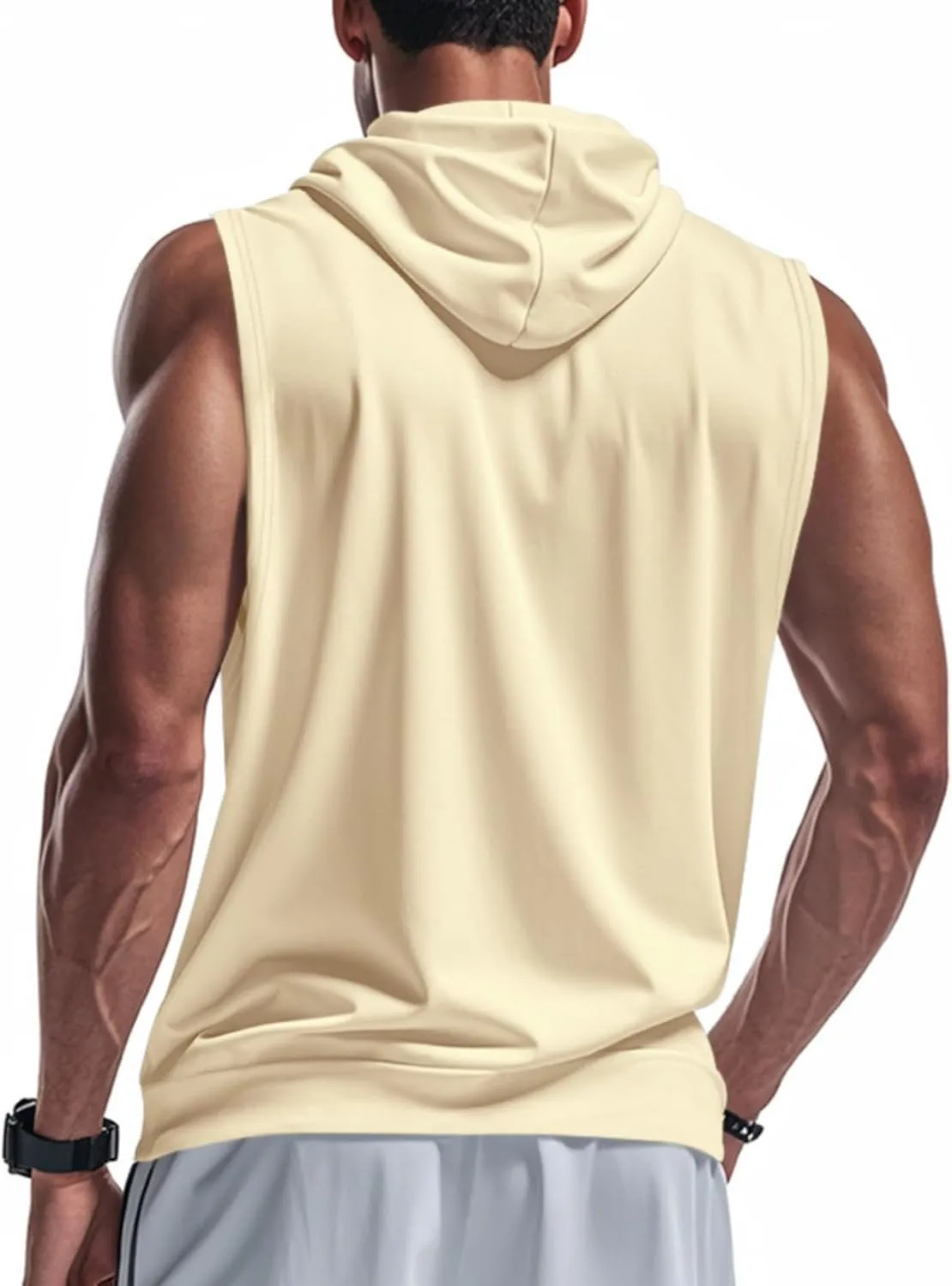 Mens Hooded Tank Tops Sleeveless Sweatshirt Lightweight Zip Up Vest Hoodie