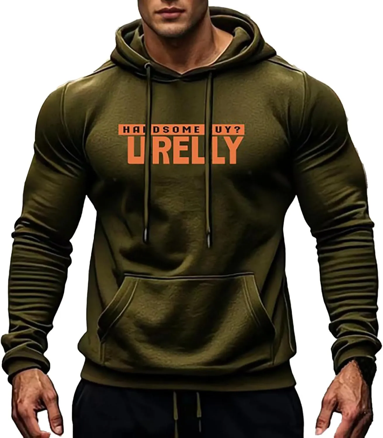 Men's Letter Print Long Sleeve Sweatshirt Athletic Performance Lightweight Hoodie for Men Casual Pullover Tops