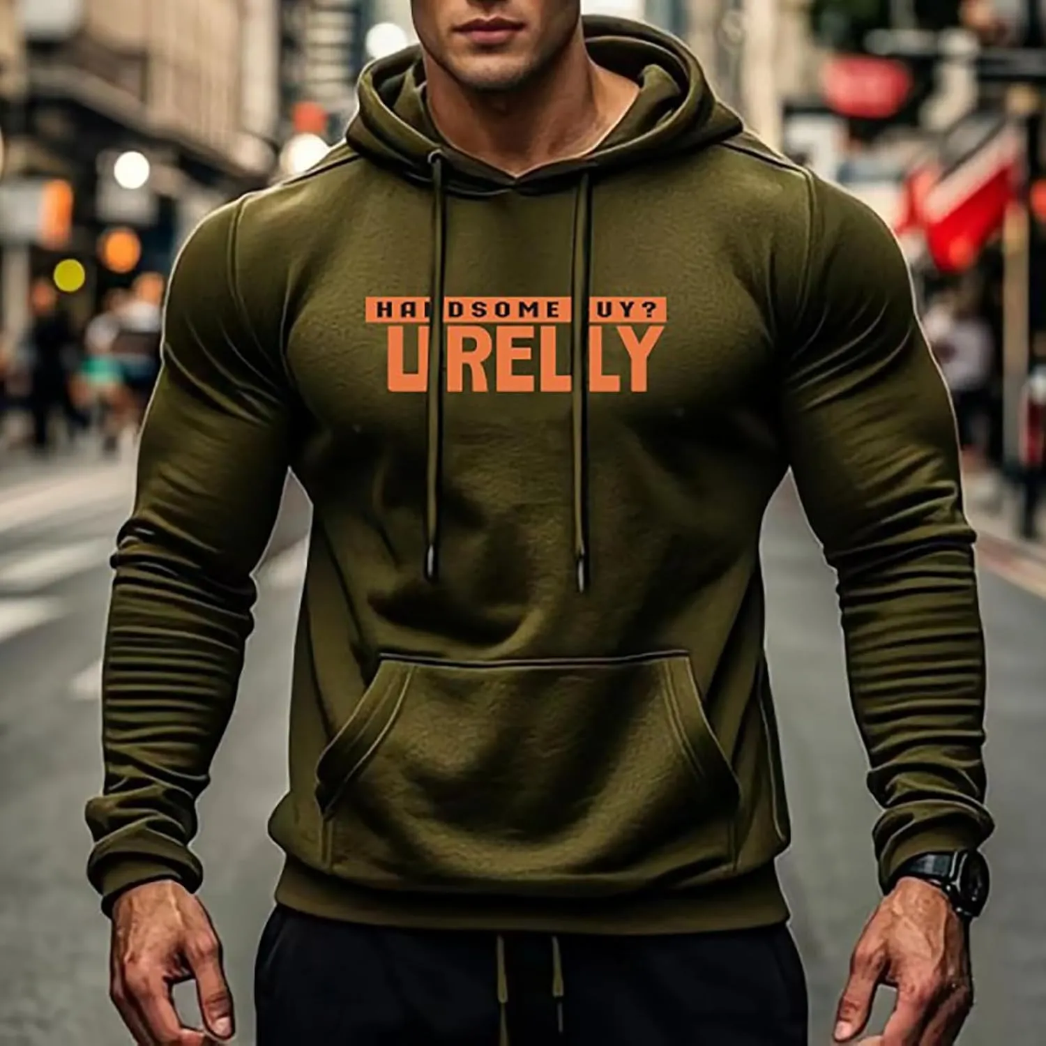 Men's Letter Print Long Sleeve Sweatshirt Athletic Performance Lightweight Hoodie for Men Casual Pullover Tops