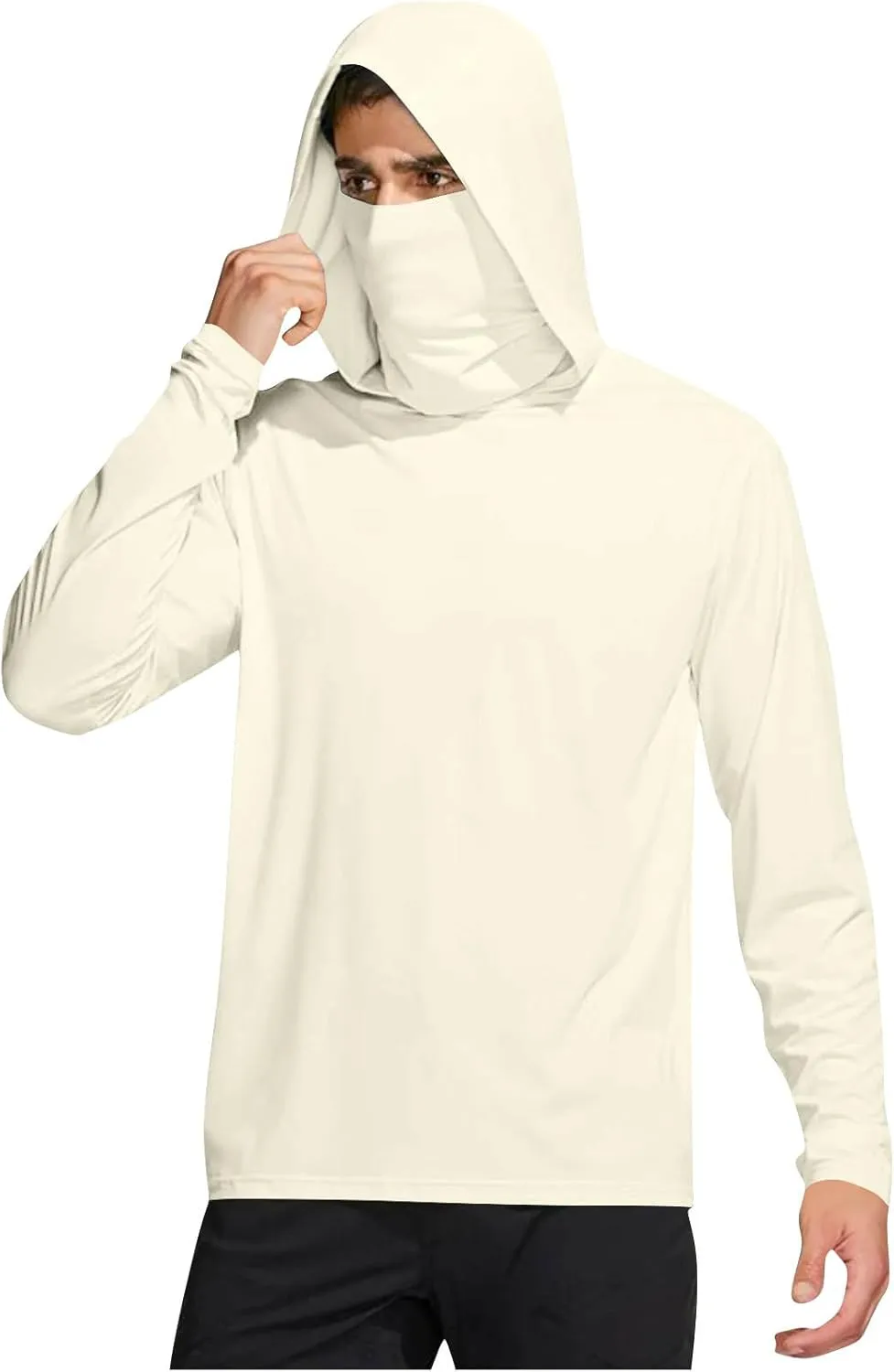 Men's Sun Protection Hoodie Shirt UPF 50  Long Sleeve UV SPF T-Shirts with Face Cover Rash Guard Fishing Lightweight
