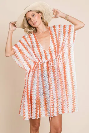 Multi Crochet Lace Cover Up - Orange