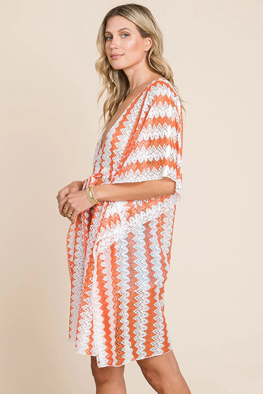 Multi Crochet Lace Cover Up - Orange