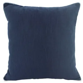 Navy Piped Linen Cushion - 50cm x 50cm