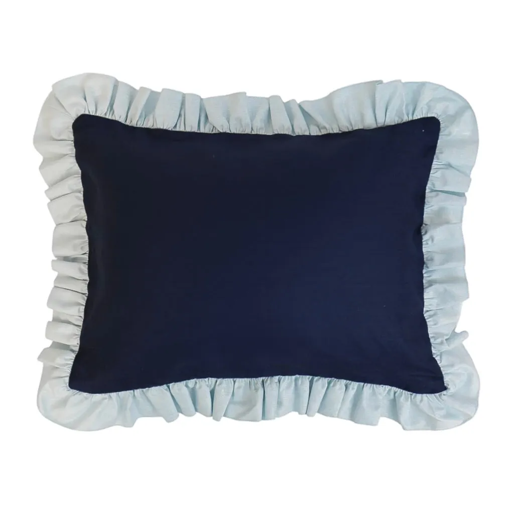 Navy   Soft Blue Ruffle Boudoir Sham