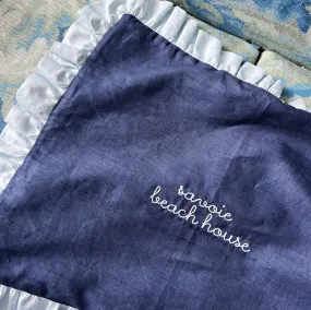 Navy   Soft Blue Ruffle Boudoir Sham