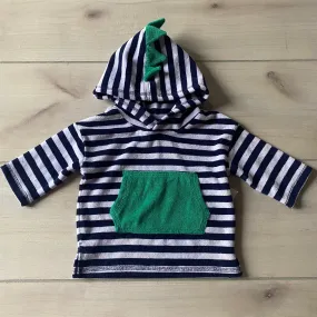 NEW Little Me Blue Striped Dino Hooded Terry Coverup