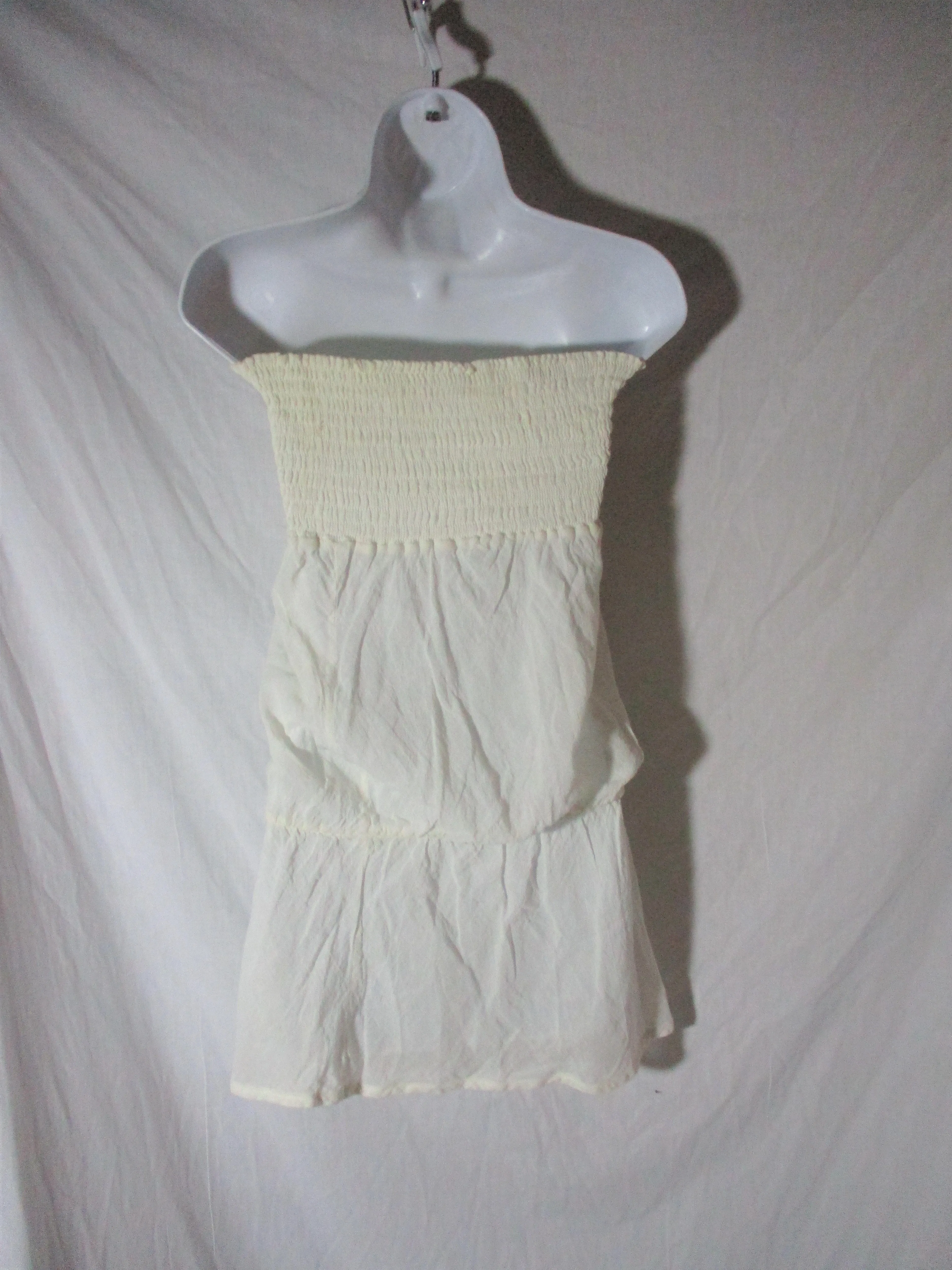 NEW TOMTOM IBIZA GAUZE Boho Floral Sundress Mini Dress Creme 2 Peasant