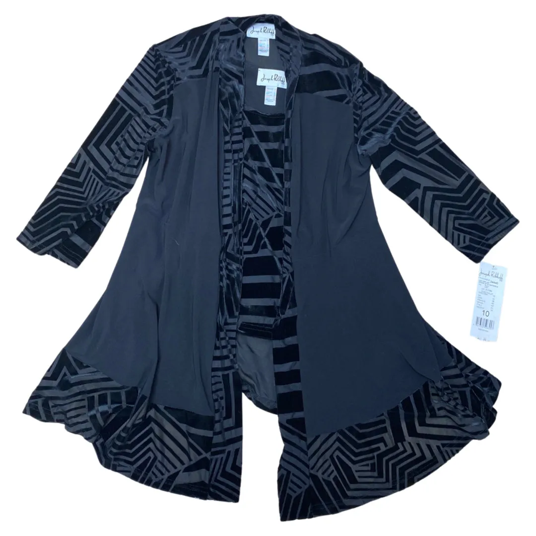 NWT! JOSEPH RIBKOFF BLACK BURNT VELVET TWINSET COVERUP AND CAMISOLE SIZE 10
