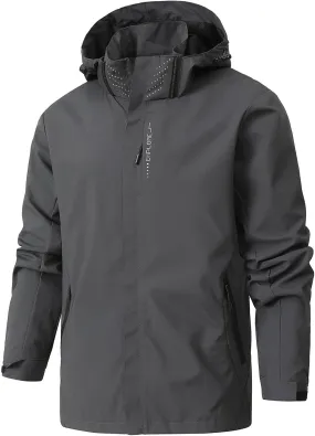 Rain Jacket for Men Lightweight Jackets Hooded Mountain Softshell Windbreaker Windproof Waterproof Hiking Raincoat