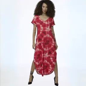 Red Tie Dye Jersey Beach Dress Made in USA