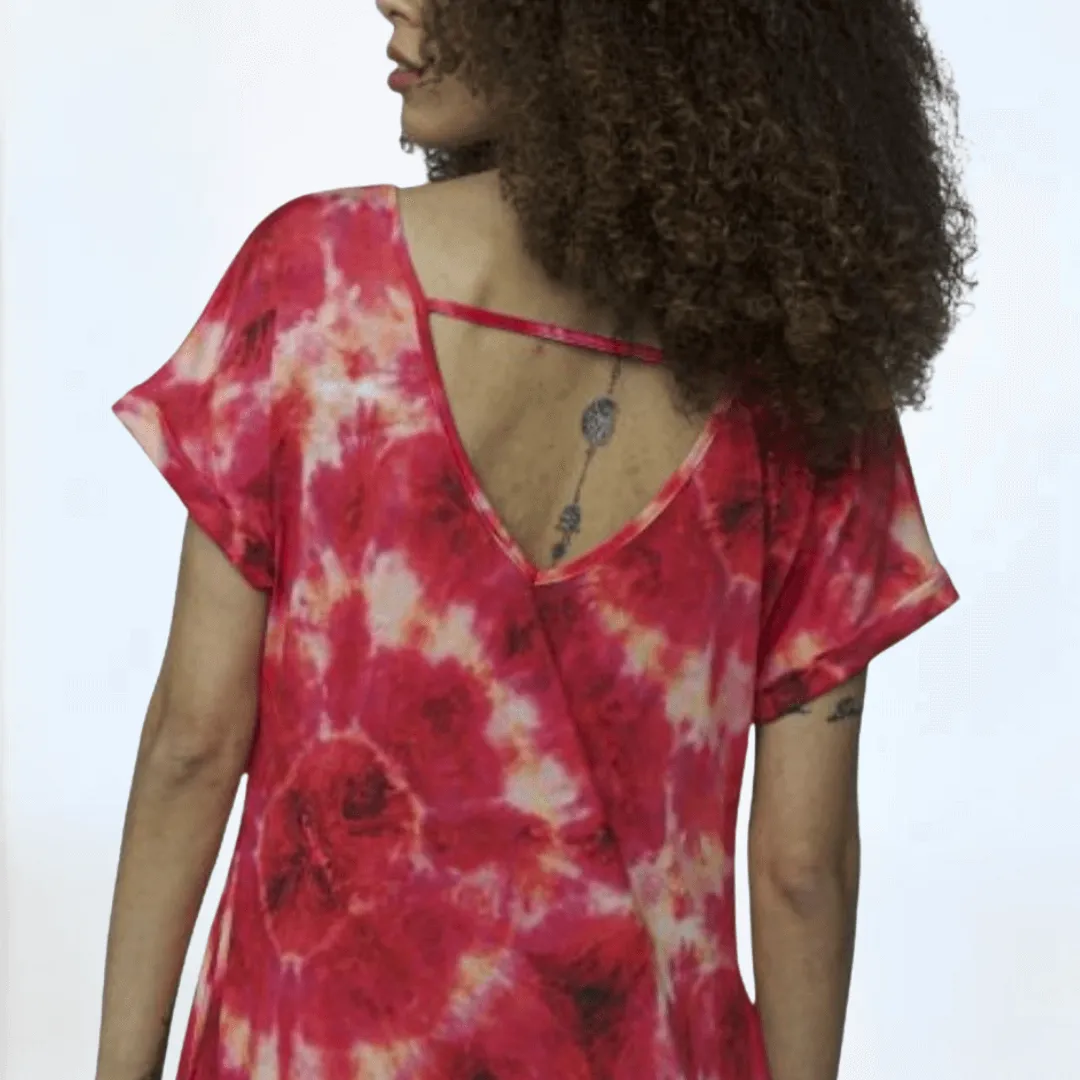 Red Tie Dye Jersey Beach Dress Made in USA