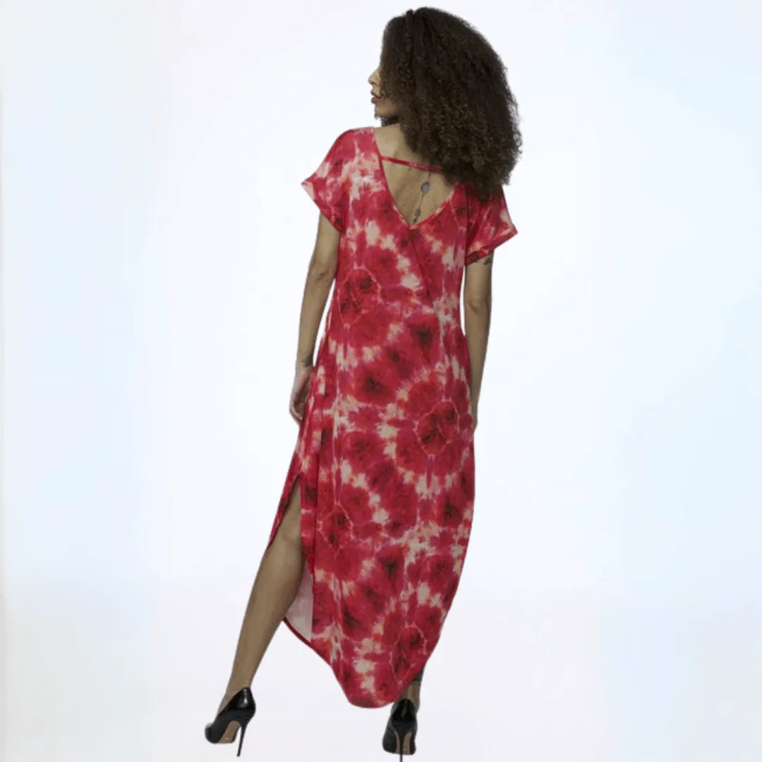 Red Tie Dye Jersey Beach Dress Made in USA