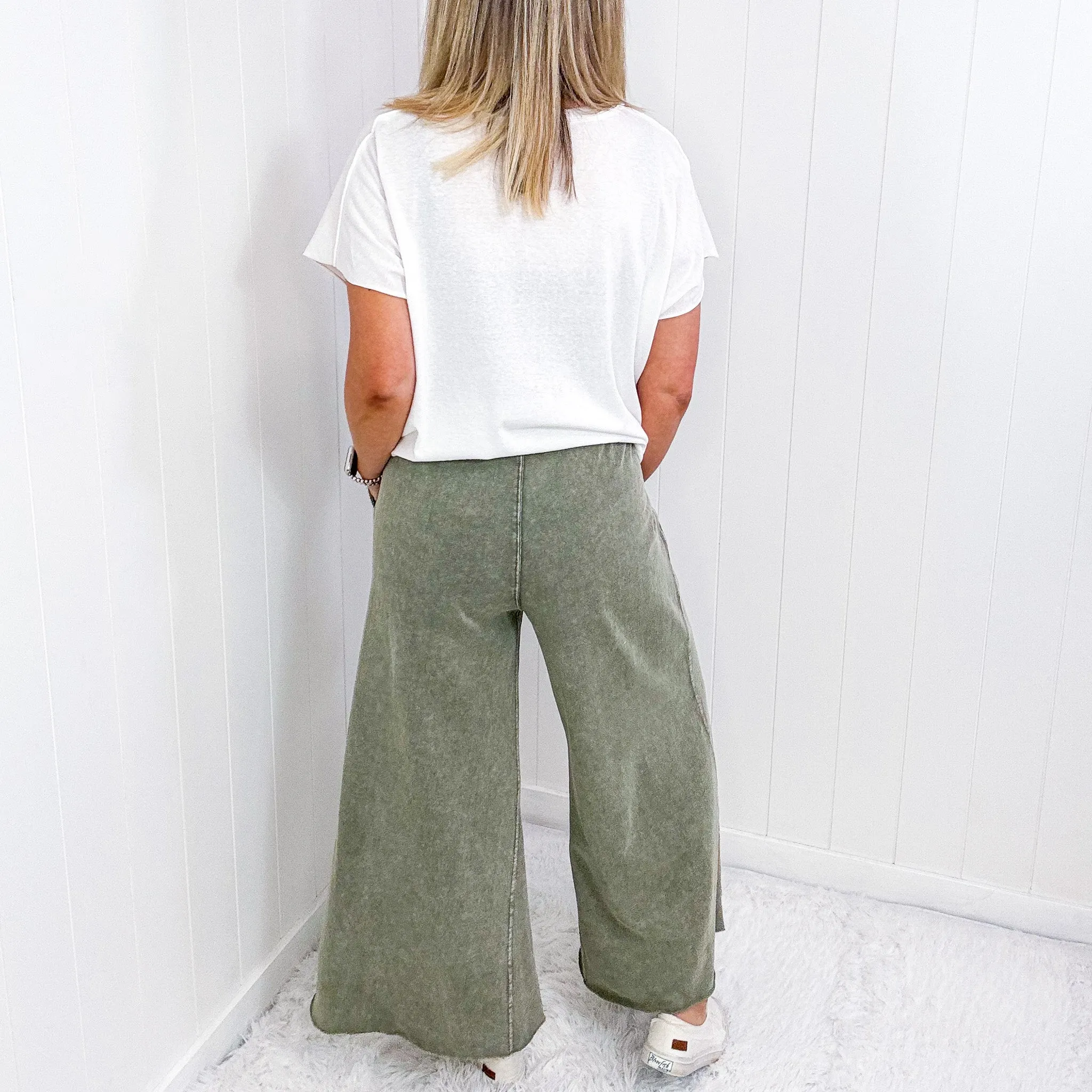 Relax It's Sunday Terry Knit Wide Leg Pull On Pants in 7 Colors