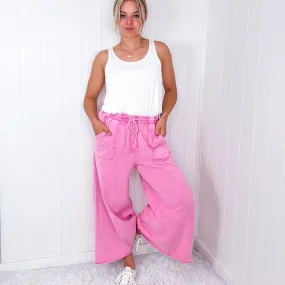 Relax It's Sunday Terry Knit Wide Leg Pull On Pants in 7 Colors