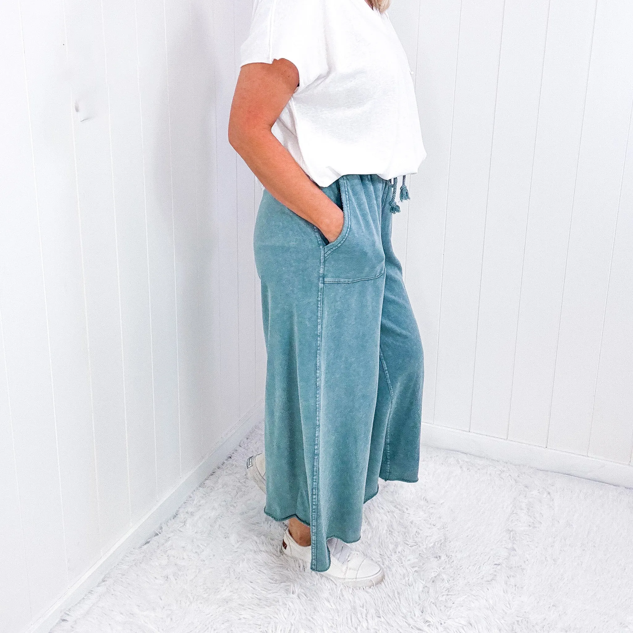 Relax It's Sunday Terry Knit Wide Leg Pull On Pants in 7 Colors