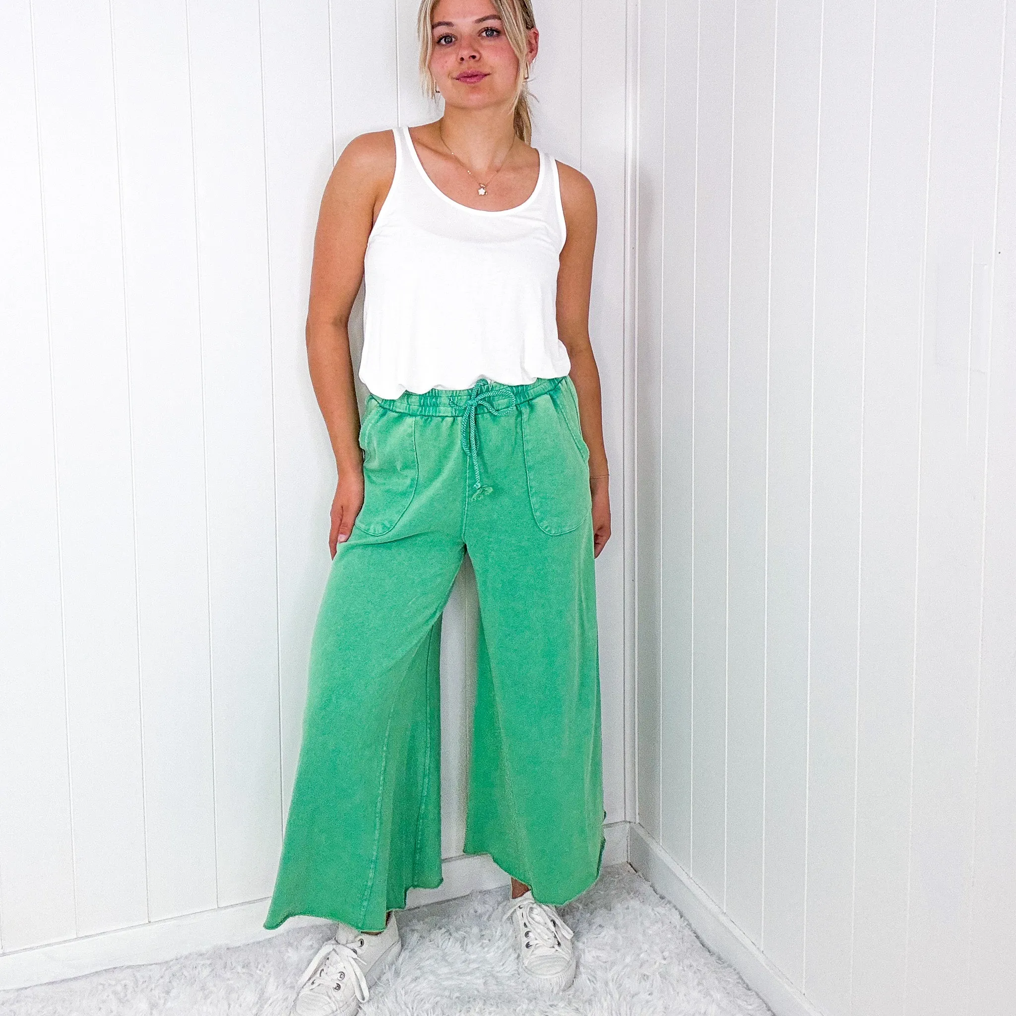 Relax It's Sunday Terry Knit Wide Leg Pull On Pants in 7 Colors