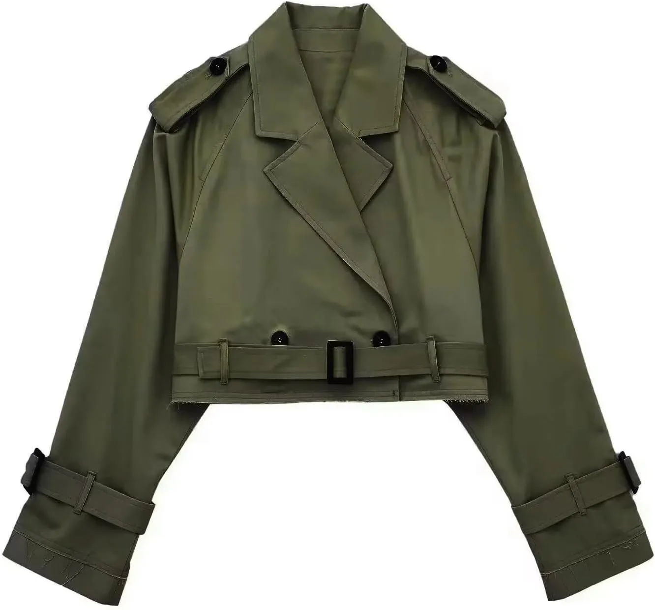 RICHTRUE Cropped Trench Coat Women Fall Coats 2024 Crop Jackets Y2k Belt Crop Trench Coat Jacket Trendy Lady Coat