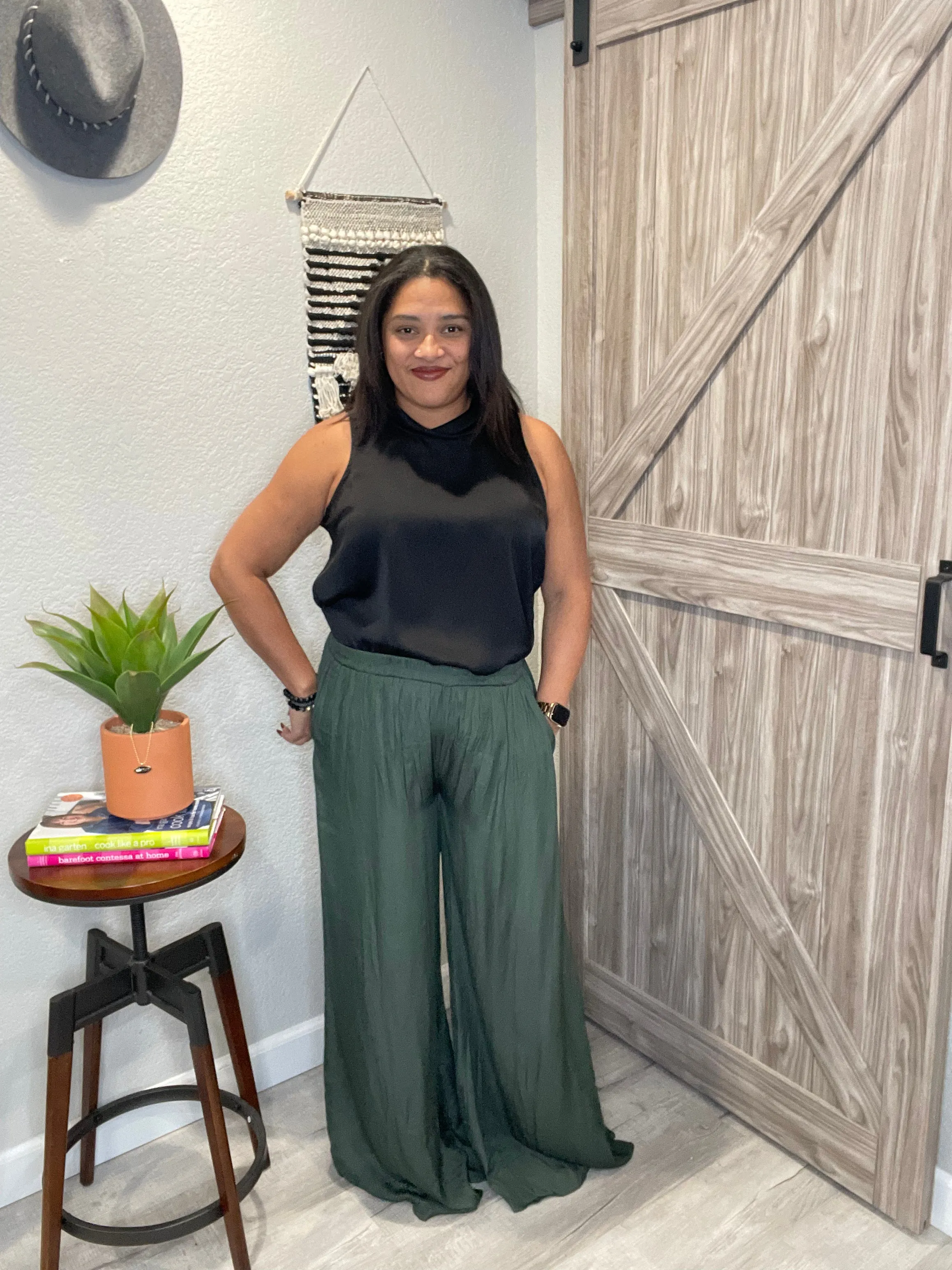 Satin Sleeveless Cowl Neck Blouse