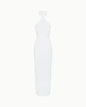 Soft Stretch Halter Maxi Dress | Pearl White