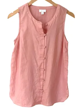 Soft Summer Pampas Sleeveless Button-Up Linen Top