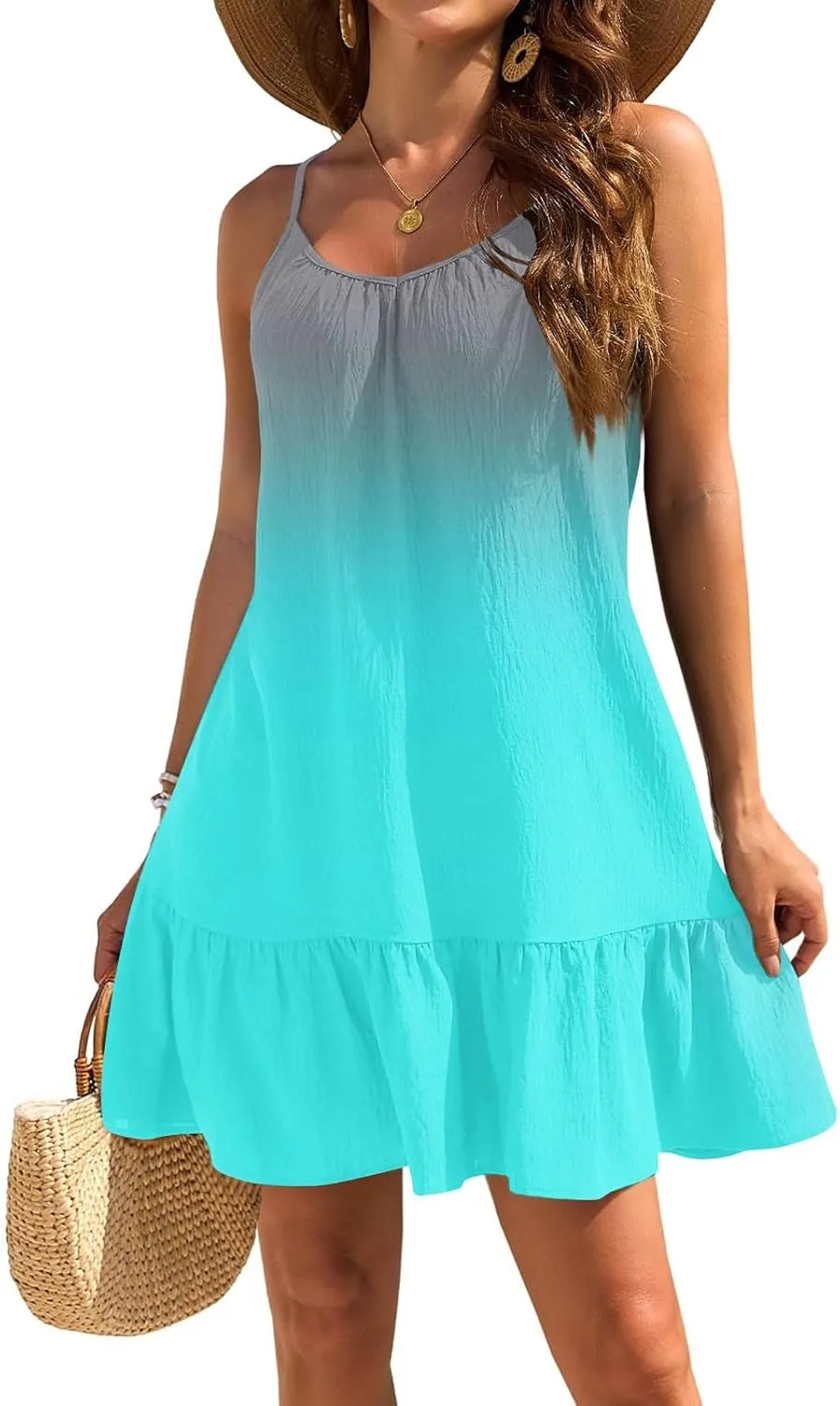 Swimsuit Coverup for Women 2025 Summer Vacation Beach Cover Ups Spaghetti Straps Bathing Suit Cover Up Sundress for Women