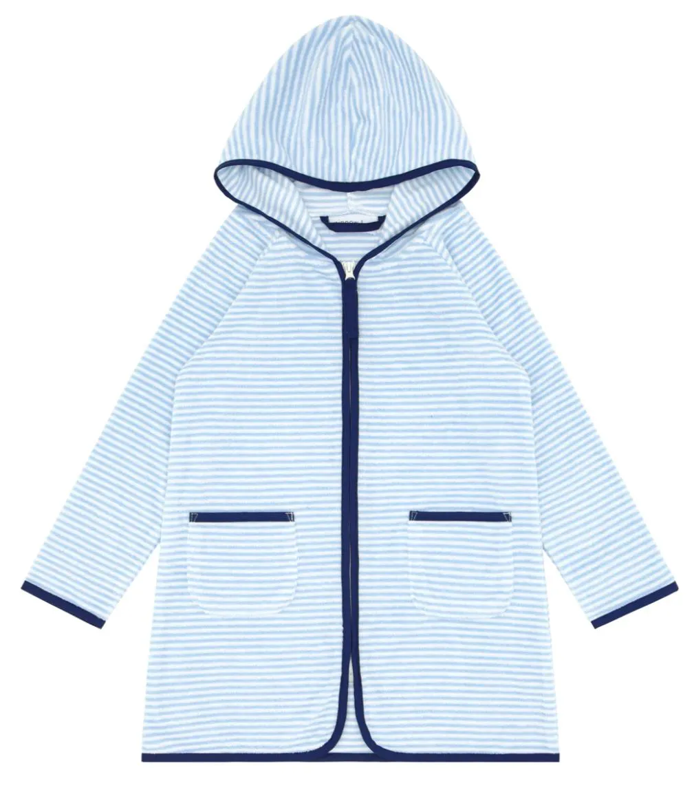 Terry Hooded Coverup - Powder Blue Stripe