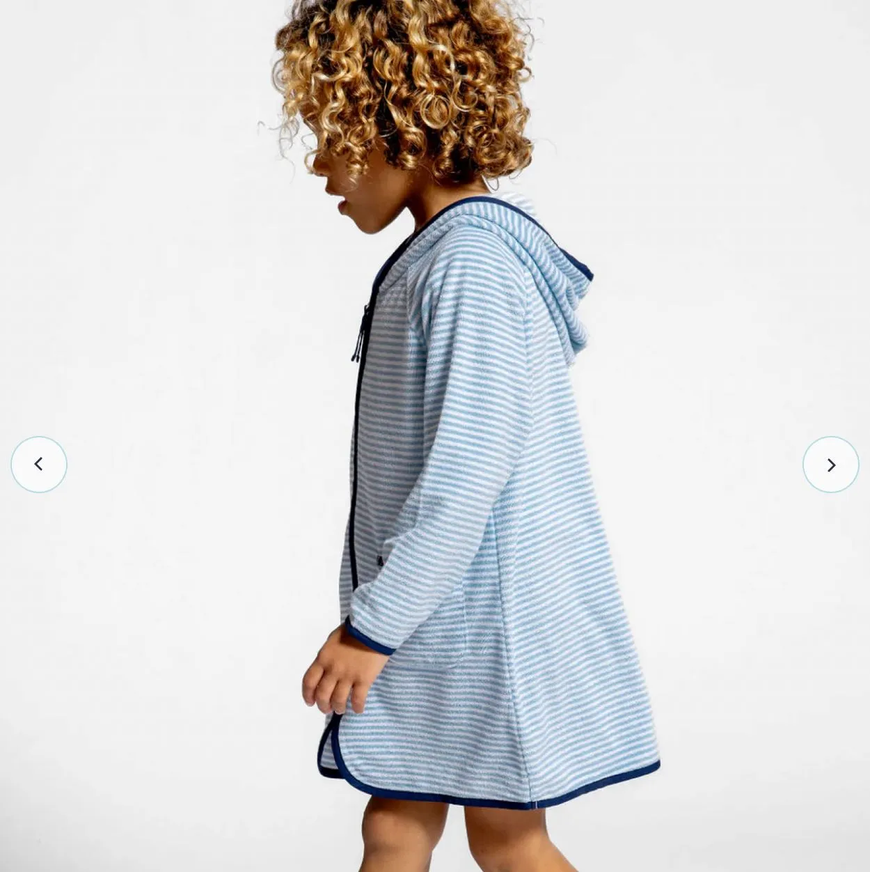Terry Hooded Coverup - Powder Blue Stripe