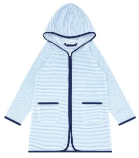 Terry Hooded Coverup - Powder Blue Stripe