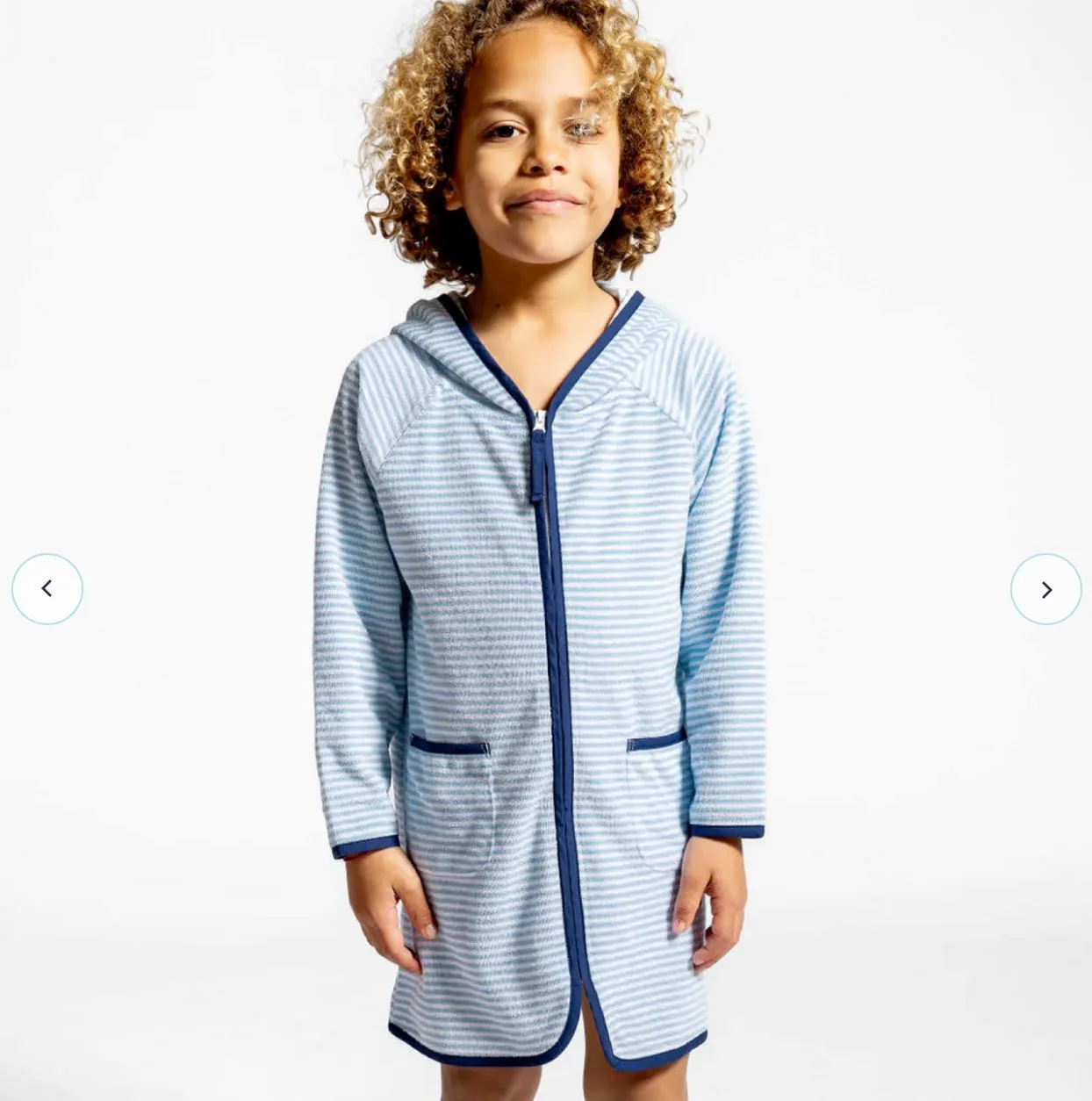 Terry Hooded Coverup - Powder Blue Stripe