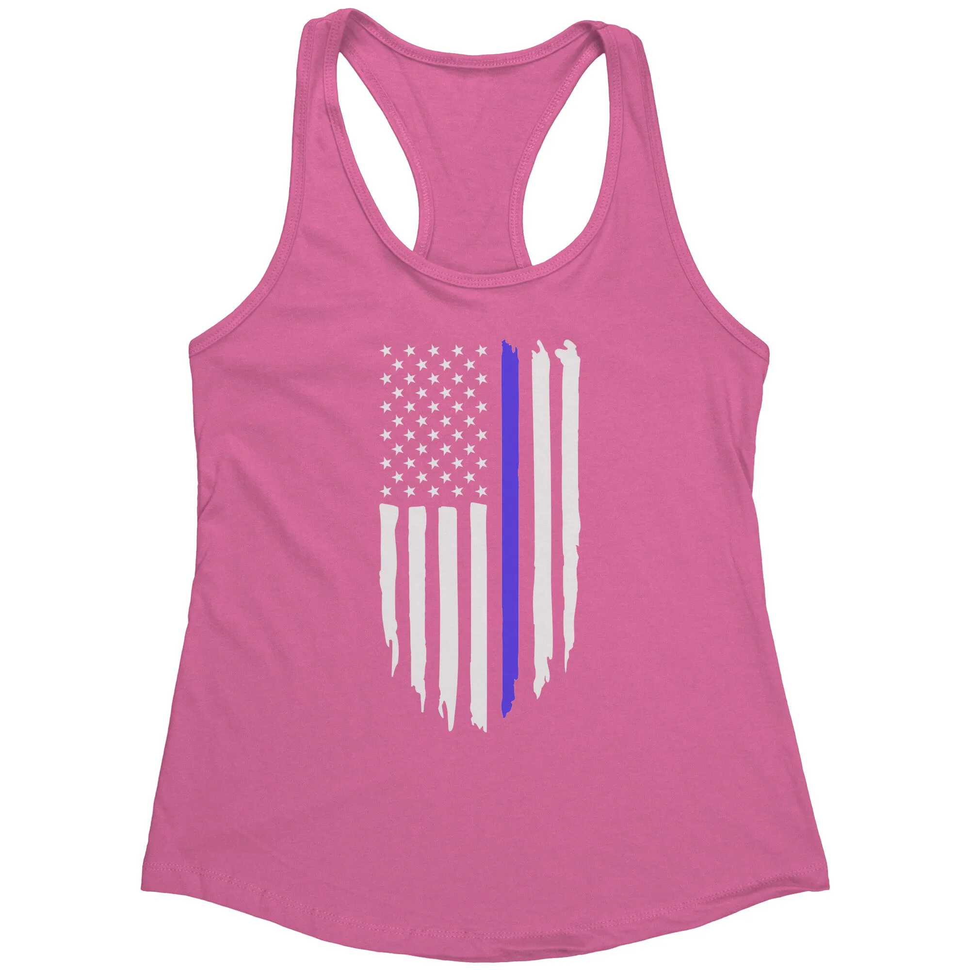 Thin Blue Line Distressed Flag Women's Racerback Tank