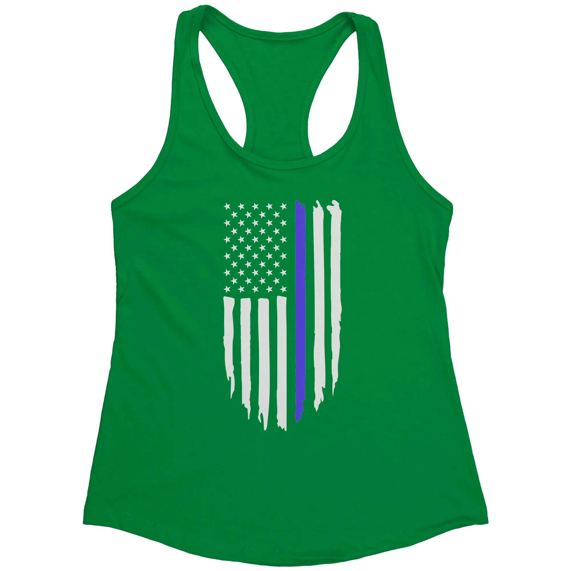 Thin Blue Line Distressed Flag Women's Racerback Tank