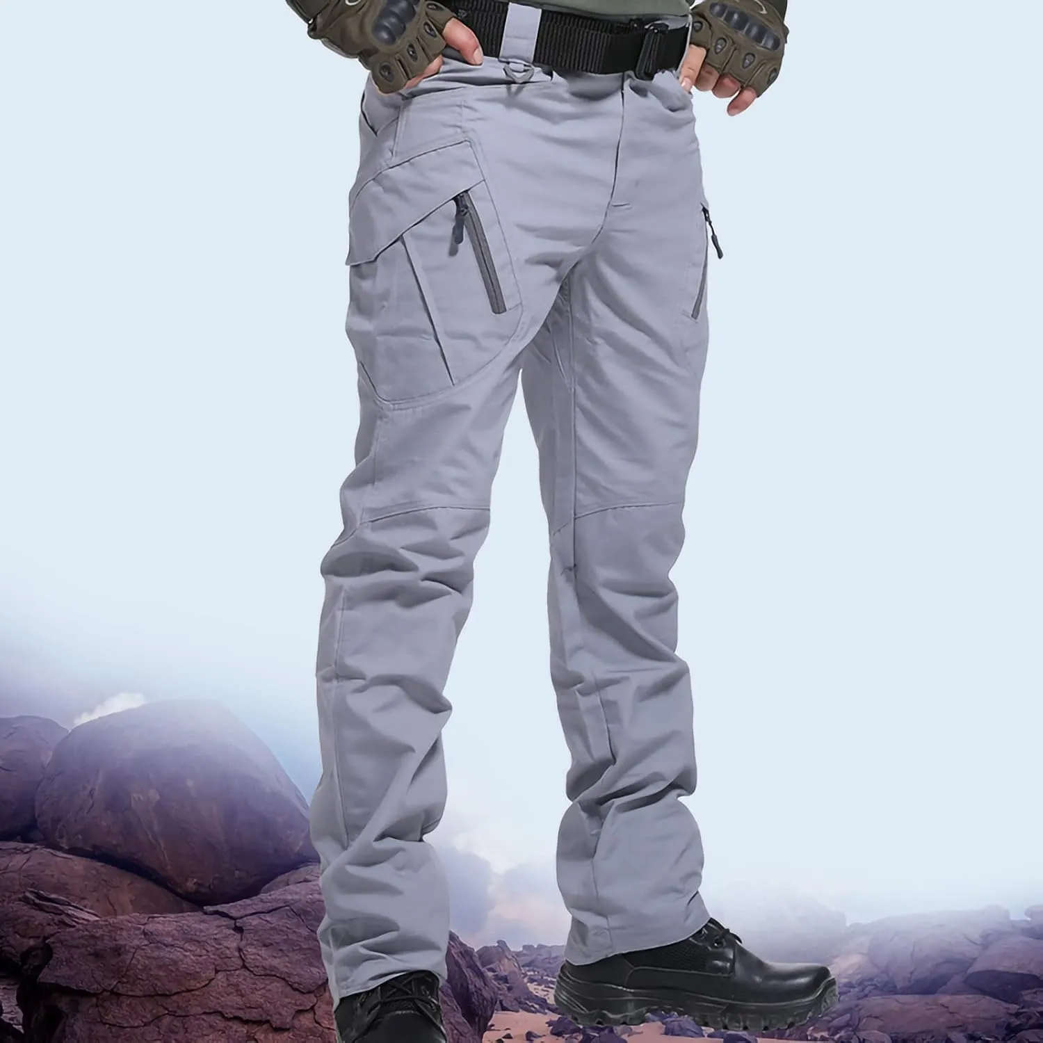 Uillui Tactical Waterproof Pants for Men Flex Stretch Work Pants Relaxed Fit Ripstop Cargo Pants for Outdoor Combat Hiking