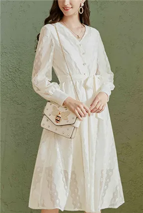 V-neck High Waist Belted Solid Maxi Dress