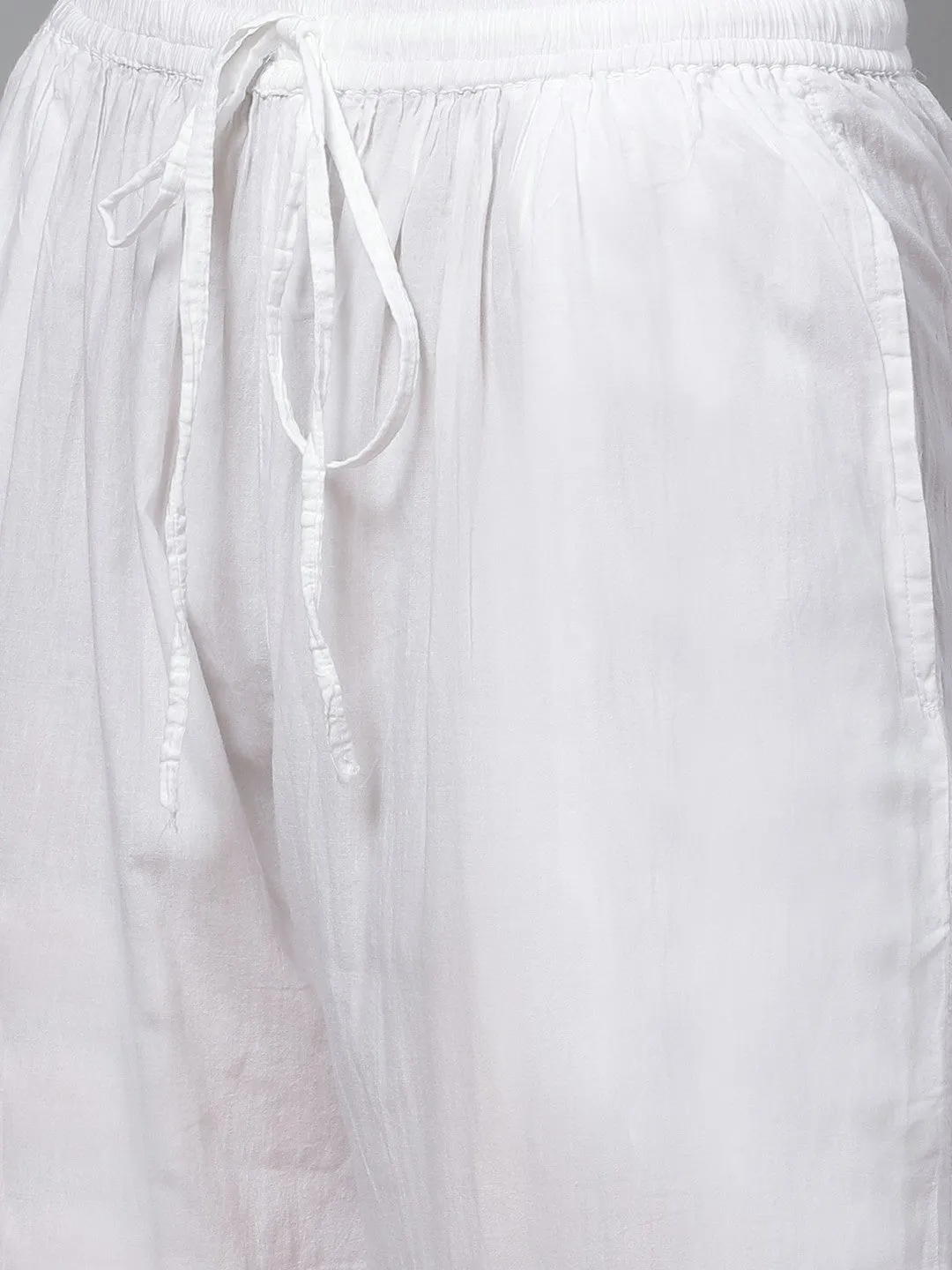 White Chikankari Kurta Set With Muqaish Work