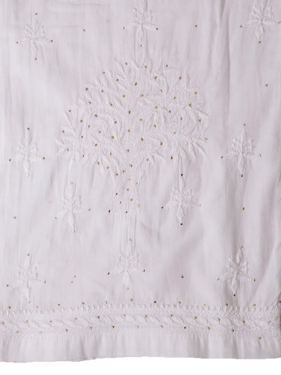 White Chikankari Kurta Set With Muqaish Work