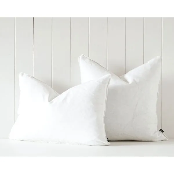 White Linen Feather Insert Indoor Cushion - 50cm x 50cm