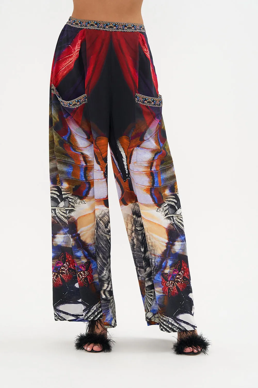 WIDE LEG TROUSER WITH FRONT POCKETS WINGS OF MARIPOSA