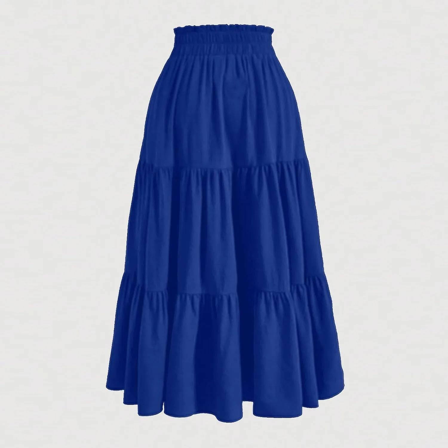 Women Floral Boho Long Skirts Drawstring Waist Vacation Hawaiian Maxi Skirt Flower Print Pleated Half Dress