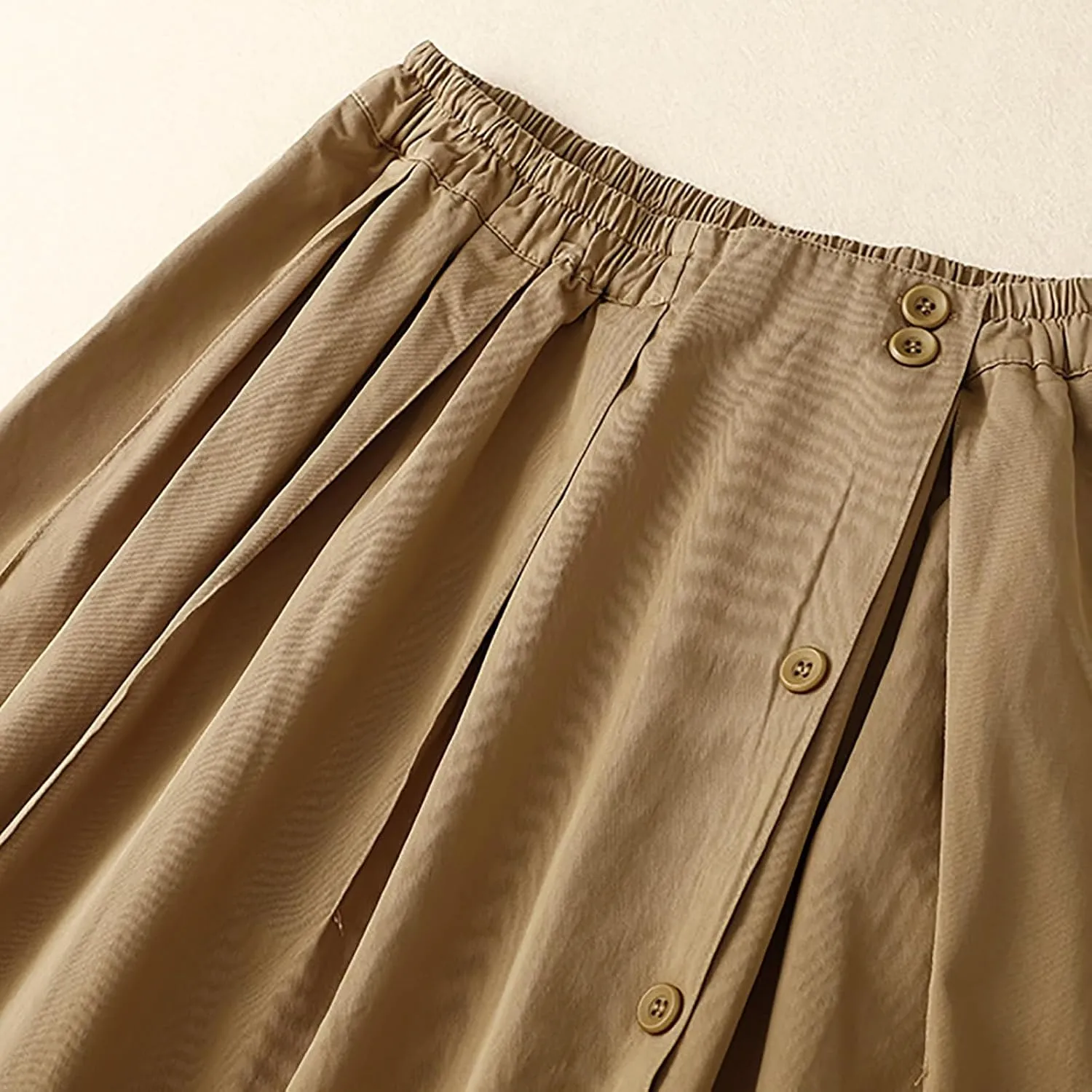 Women Midi Aline Swing Skirt with Button Plain Stretchy Skirts Fashion Lounge Skirts Journey Skirts All-Match Skirt