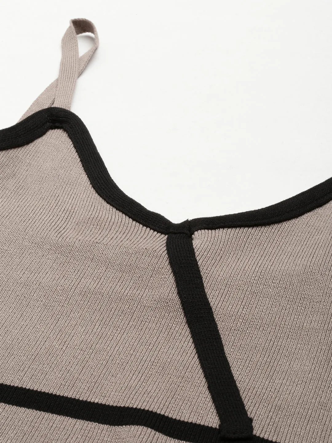 Women Taupe Solid Tank Crop Top