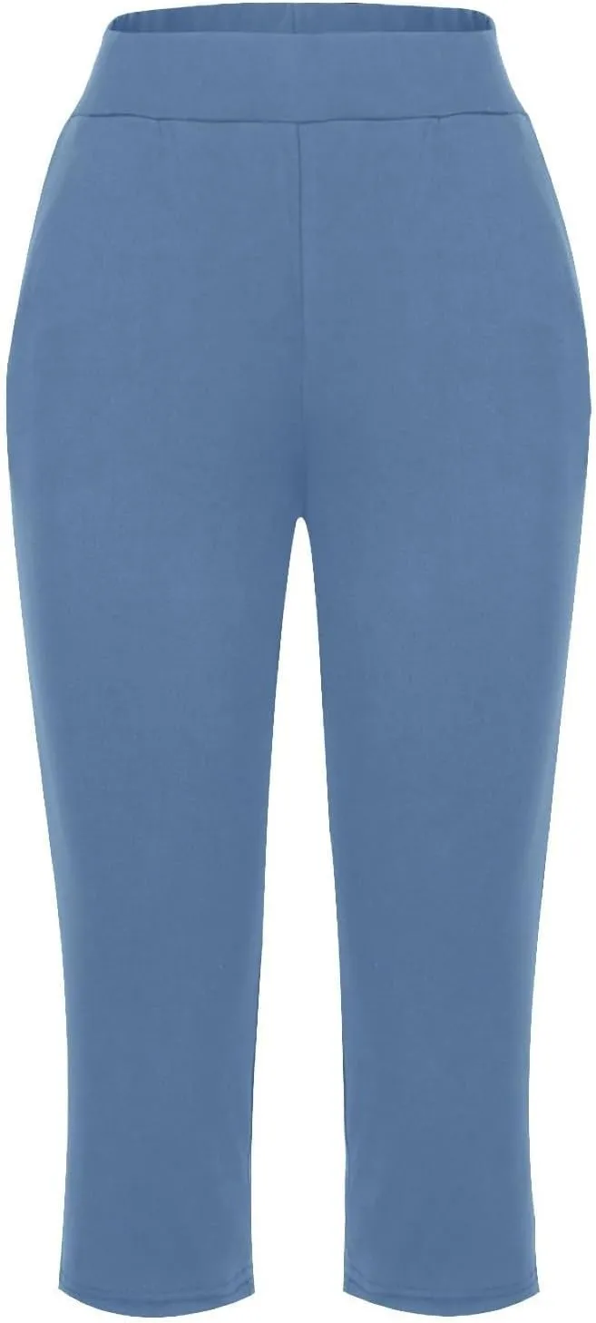 Women's Capri Yoga Pants 2025 Spring Summer Soft Workout Sweatpants Causal Lounge Pants with Pockets