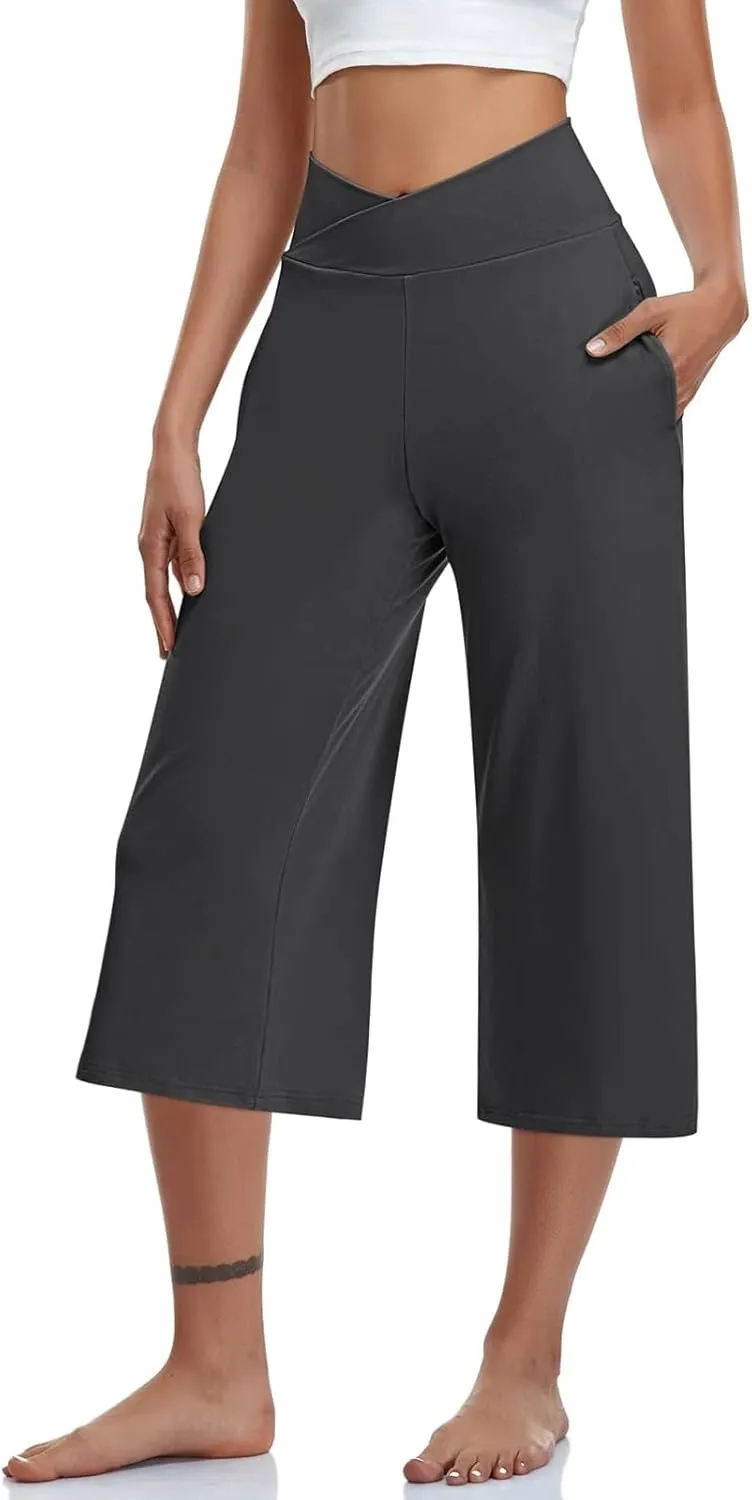Women's Capri Yoga Pants 2025 Spring Summer Soft Workout Sweatpants Causal Lounge Pants with Pockets