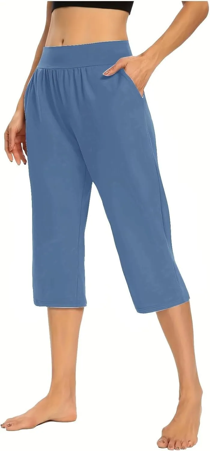 Women's Capri Yoga Pants 2025 Spring Summer Soft Workout Sweatpants Causal Lounge Pants with Pockets
