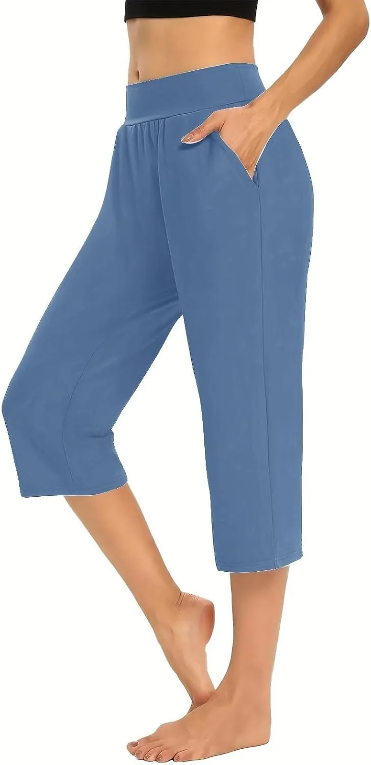 Women's Capri Yoga Pants 2025 Spring Summer Soft Workout Sweatpants Causal Lounge Pants with Pockets