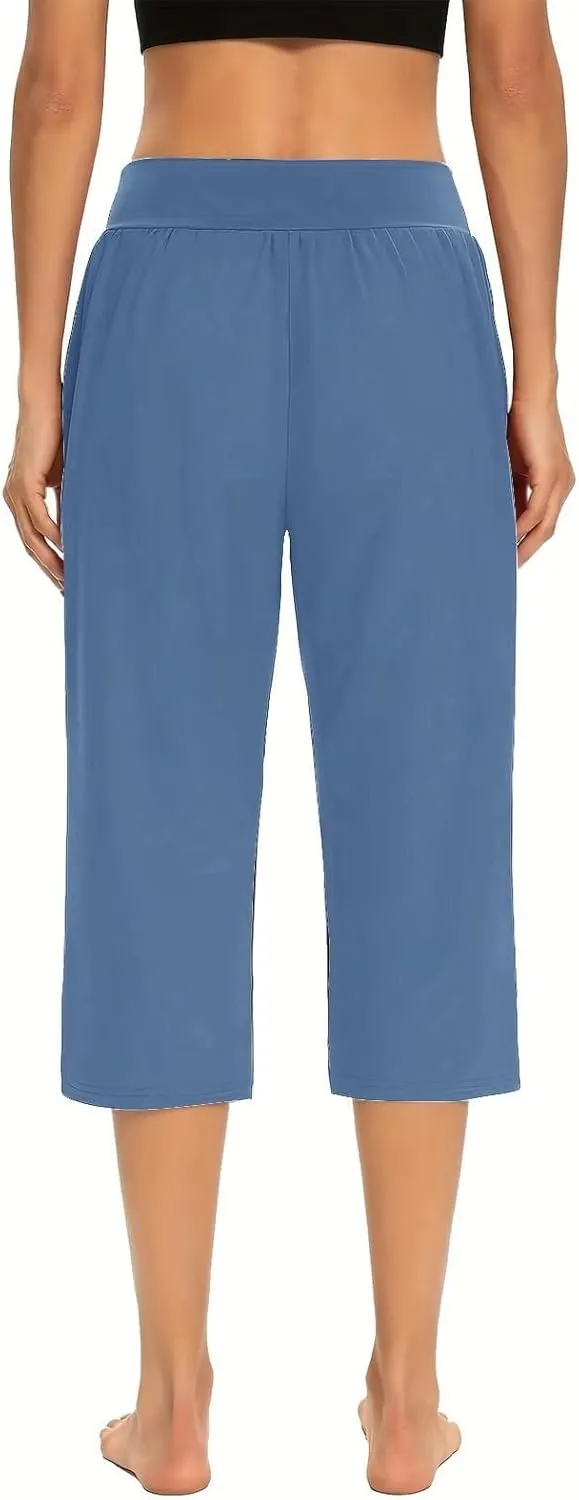 Women's Capri Yoga Pants 2025 Spring Summer Soft Workout Sweatpants Causal Lounge Pants with Pockets