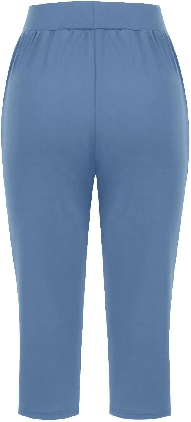 Women's Capri Yoga Pants 2025 Spring Summer Soft Workout Sweatpants Causal Lounge Pants with Pockets