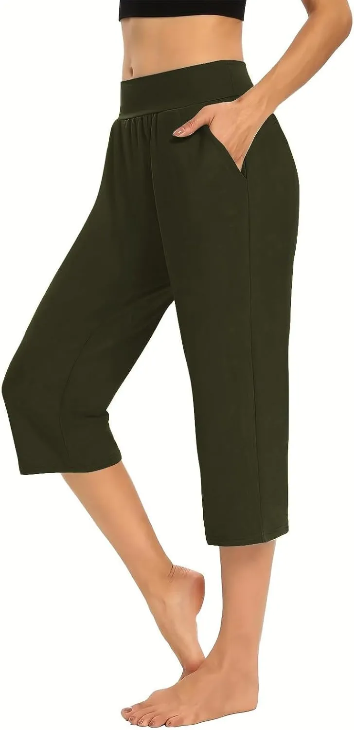 Women's Capri Yoga Pants 2025 Spring Summer Soft Workout Sweatpants Causal Lounge Pants with Pockets
