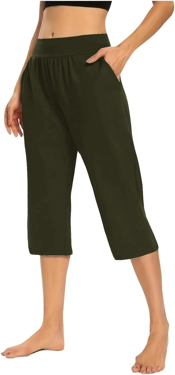 Women's Capri Yoga Pants 2025 Spring Summer Soft Workout Sweatpants Causal Lounge Pants with Pockets